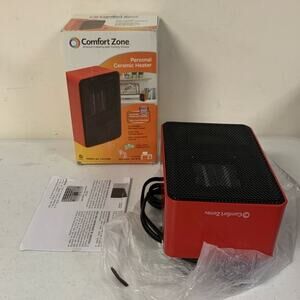 Comfort Zone Personal Portable Ceramic Desktop Heater with Fan, Red